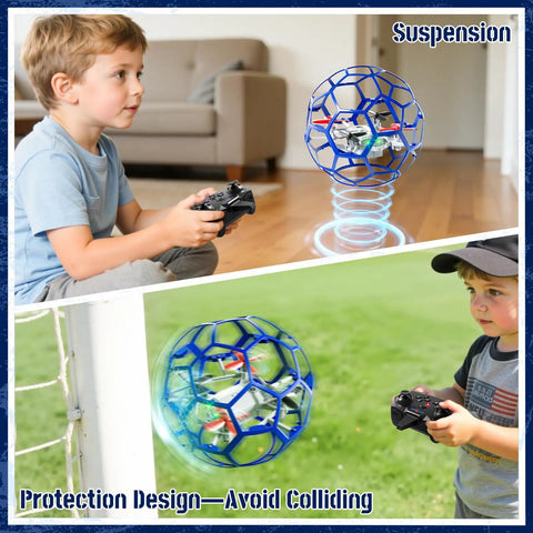 Children playing with Rad Remote Control Helicopter Toy For Kids 8 To 16 with 2.4 GHz RC lighted flying ball indoors and outdoors.