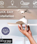 Slick Socket Ceiling Fan With Blazing Led Bulb And E26 Screw Base Mini Light Fixture for quick and easy installation with no tools.