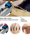 Carpenter using Joint Angle Tool And Pocket Hole Jig Set For Pro Level Carpentry, 15-degree fixture for angled wood joints