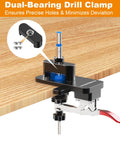 Effortlessly install cabinet hinges with precision using this all metal jig featuring carbide tipped 26mm and 35mm bits, dual depth lines, and a quick clamp for fast, accurate hinge cup drilling and secure mounting.
