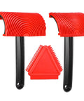 Must Have Set Of 3 Wood Graining Tools For DIY Texture Painting with two square graining heads and triangle tool on white background