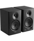 MR4 Powered Studio Monitor Speakers, 4 Inch Active Near Field Reference Monitors, Studio Grade Sound With 1 Inch Silk Dome Tweeter And 4 Inch Woofer, Black Pair For Home Studio Mixing And Music Production, front view