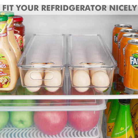 Clear Stackable Egg Organizer For Fridge Fits 14 Eggs BPA Free Plastic Storage Bin For Fridge Organization Durable No Mess Crystal Clear Tray Set 2 Pack Bundle