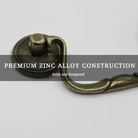 Antique Brass Cabinet Pulls Three And One Quarter Inch Center European Style Decorative Drawer Handles zinc alloy detail