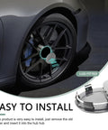Heavy Duty Silver Wheel Center Caps Four Pack For Cars Trucks Suv Sedan Featuring Durable Abs Snap In With Reinforced Steel Rims And Lock Tight Fit to Block road grime; installed on a vehicle wheel.
