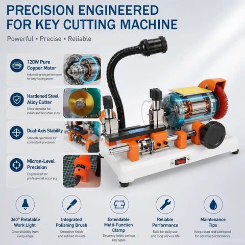 Key Cutting Machine Duplicator For Precise Manual Key Copying, Accurate Dual Axis Stabilized Guide For Doors And Car Locks