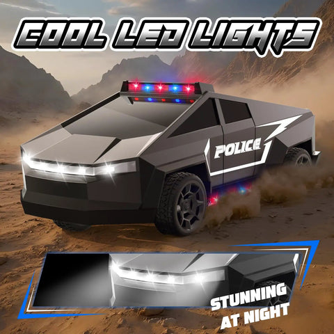 Police Theme Remote Control Car For Kids Ages 4-12, 1:22 Scale RC Truck With Lights And Load Space, front view