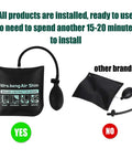 Comparison of Air Wedge Bag Kit Three Size Set With 500 Lb Rating showing ease of use and quick installation over other brands.