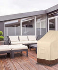 Beefed-Up Heavy Duty Waterproof Stackable Patio Chair Cover For 4-6 Chairs, Outdoor Furniture Protector In Beige And Brown on patio