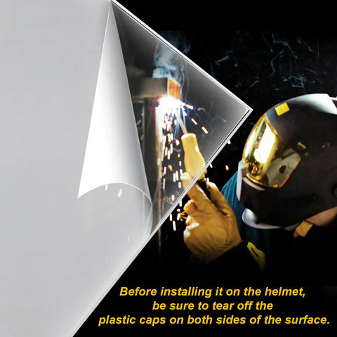 Sentinel A50 Inside Cover Lens Replacement For Welding Helmet With Clear Inner Lenses shown with welding sparks