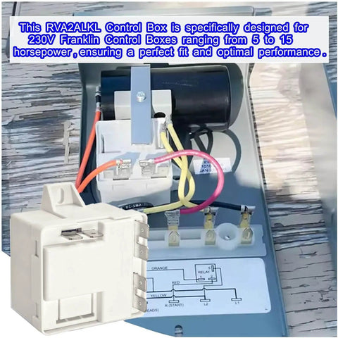 35A 230V Well Pump Relay For Auto Panel Mount Control Box 5-15HP Fit For Franklin Units Quick Plug-N-Play Replacement For 155031102 155031110 305213902 No Contact Silver Finish, white relay close-up