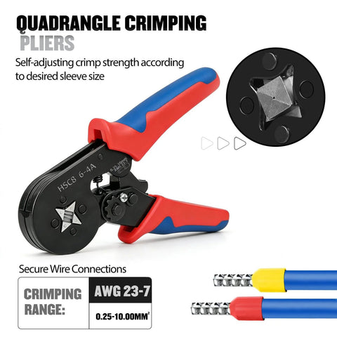 Pro Grade Ferrule Crimping Tool Kit With 1800 Wire Ferrules Set In Eight Sizes AWG 23 To 7 0.25 To 10 Mm Square Self Adjusting Ratchet Crimper Plier