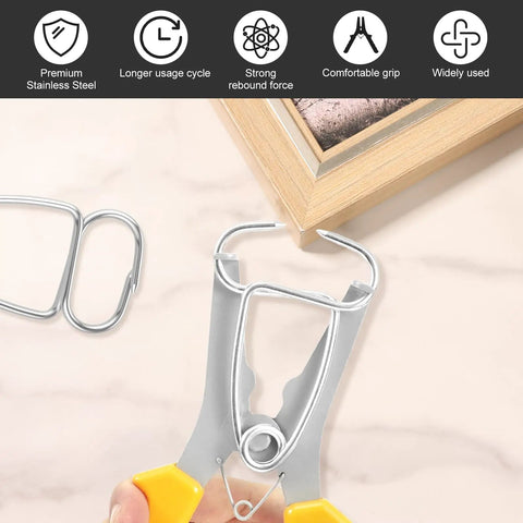Ultimate Miter Spring Clamp Pliers Kit For Woodworking Pros Plus Crown Molding Tools With 16 Clamps And Storage Ring To Make Your Carpentry Game Stronger Today. stainless steel clamp pliers holding wood corner joint