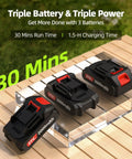 Three 21V batteries for Cordless Leaf Blower With Three 21V Batteries And Fast Charger For Continuous Power