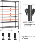 Heavy Duty 6 Tier Wire Shelving Rack On Wheels NSF Certified Steel Shelves With 2100Lbs Capacity Adjustable Height Beefy Construction Built To Last Ideal For Closet Pantry Basement 18x45x82 Inches Black, 18x45x82 rack with adjustable shelves