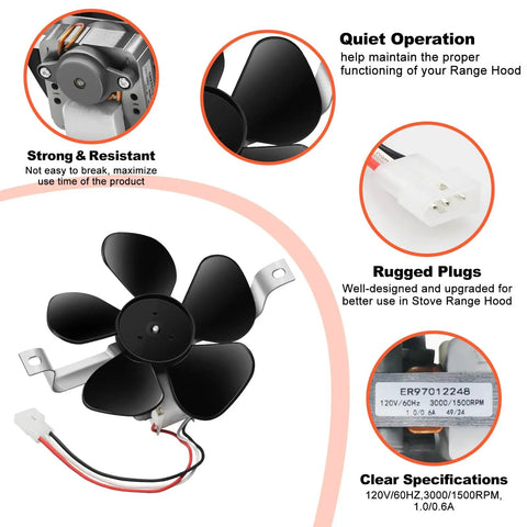Range Hood Motor Replacement Kit 120V 60Hz 3000 1500 RPM Drop In Replacement With Eight And Five Eighths Inch Bracket
