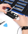 Person using 11 Inch Anti Static Wrist Strap Grounding Bracelet With Adjustable Wristband And Alligator Clip ESD Safe Wristband Extra Long Cord