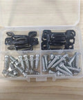 Eighty Pack Hidden Connection Fasteners Invisible Cam Lock Screws Black Furniture Hardware in a storage box.