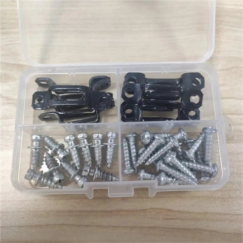 Eighty Pack Hidden Connection Fasteners Invisible Cam Lock Screws Black Furniture Hardware in a storage box.