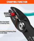 Valuemax 4-in-1 wire stripper tool with insulated 12-20 AWG dies; black electrician pliers for stripping, crimping, cutting