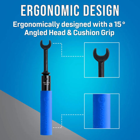 Beefy Full Head Torque Wrench 7/16 Drive Delivers 20 In Lb Precision for F Connector Tightening, ergonomic design, blue handle