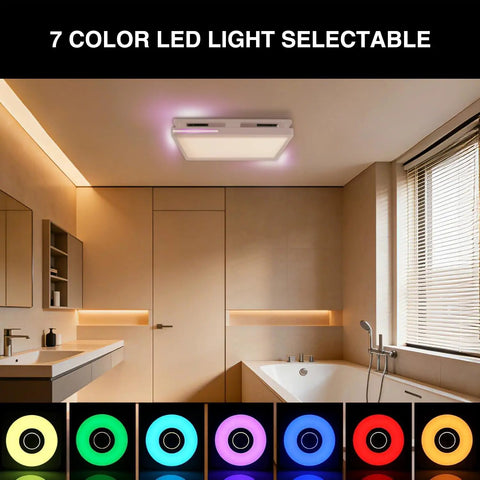 Quiet Bathroom Exhaust Fan With Dope LED Light Ceiling Mount Ventilation 7 color select for Home And Bath Energy Efficient