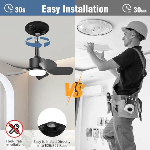 Lit Seventeen Point Five Inch Ceiling Fan Light With Remote 25W 1600 Lumens easy installation guide with tool-free comparison