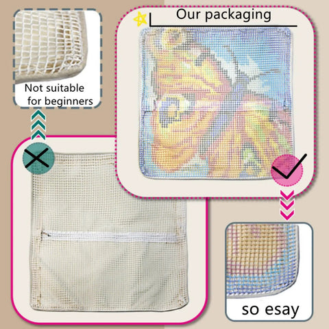 Latch Hook Kit For Beginners, 17x17 Inch Pre Printed Animal Cushion Cover With Easy Tools, showing packaging details