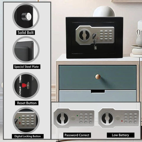 Digital Keypad Security Safe Lock Box For Home Office And Hotel Use Secure Cash Jewelry Storage Easy Password Access