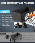 Heavy Duty 48 Inch XL Collapsible Wagon Cart With All Terrain Wheels And 560 Lb Capacity For Camping, Beach, Garden