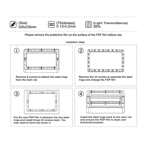 Premium FEP Film 6 Pack For Resin 3D Printers 320X220Mm 0.15Mm Thick Ultra Clear Quick Release Sheet Hella Compatible With Elegoo Saturn 2 Photon M5 Mighty 8K No Sweat Swap Replacement
