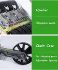 Precision Hand Push Garden Seeder With Adjustable Plant Spacing And Walk Behind Row Crop Planter chain mechanism close-up