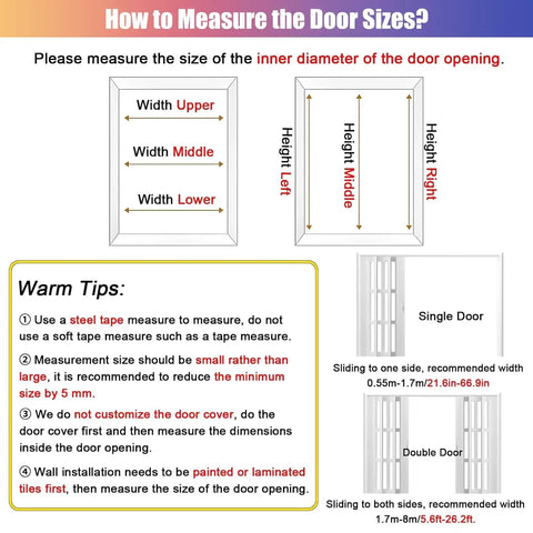 Guide on measuring door sizes for Custom Sized Insulated Sliding Accordion Room Divider With Smooth Folding Panels.