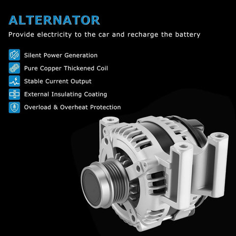 Beefed Up Drop In Car Alternator Replacement For GMC Canyon 2015 2016 Cadillac ATS 2013 2019 CTS 2014 2019 And Chevy Camaro 2016 2020 Heavy Duty Electrical Alternator 1042101962 13592811 1042101960 shown with features