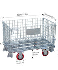 Beefy Heavy-Duty Collapsible Wire Mesh Cart With Casters 32x20x24 Steel Storage Bin 1500 Lb Capacity Stackable Industrial Tote For Warehouse Factory And Workshop dimensions view