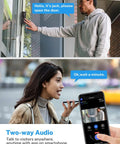 Wireless Doorbell Camera With Two Way Audio And Night Vision For Indoor Outdoor Use, smartphone app interface displayed.