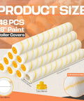 Top Tier 48 Pieces 18 Inches Paint Roller Covers Crafted With Plush Microfiber For A No Sweat Home Wall Project Heavy Duty Fast Drying Yellow 3 8 Nap Roll Cover Kit displaying size and design.