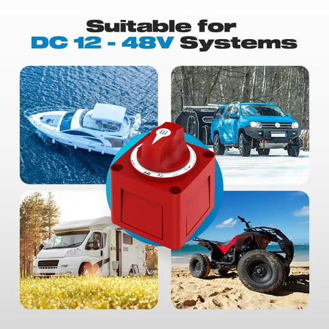 Heavy Duty 300A Battery Disconnect Switch 4 Position 1 Both 2 Off with Knob Waterproof Power Cutoff for 12-48V Systems