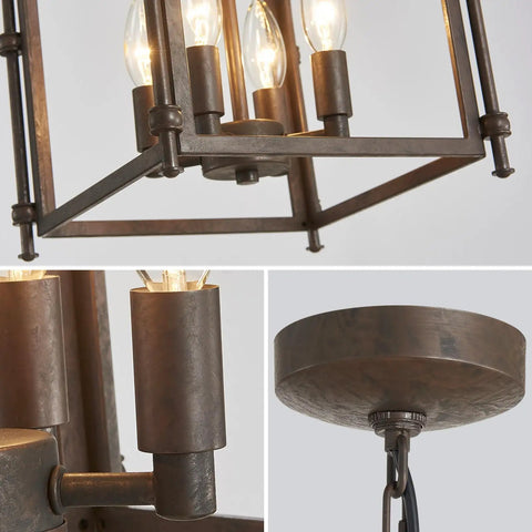 Dope Vintage Lantern Pendant Light Black Metal Cage Farmhouse Chandelier With E26 Socket For Kitchen Island Entryway Dining Room Or Hallway Industrial Style Lighting Bulbs Not Included