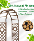 7Ft Wooden Garden Arch Wedding Backdrop Stand For Ceremony made of natural fir wood shown with texture and greenery background