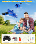 Father and son flying F22 RC Airplane Beginner Friendly Easy To Fly 2.4GHz Remote Control Fighter Jet With Gyro Stabilizer in a park