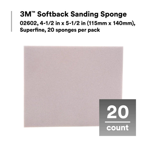 Handy Flexible Softback Sanding Sponge for Detail Work, Wet or Dry Use, Fast Cutting Aluminum Oxide Abrasive, 4 and a Half by 5 and a Half Inches, 20 Pack, Superfine Grit for Smooth Finishes