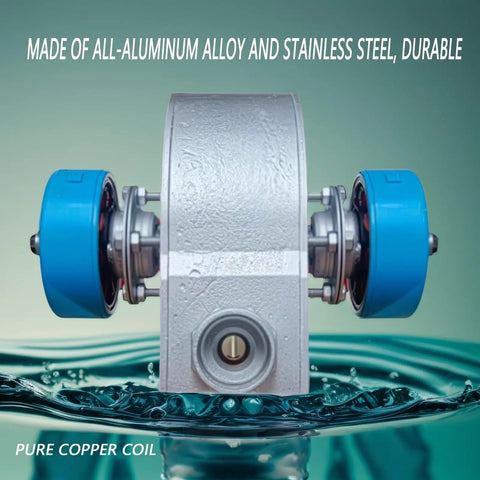 Side view of Two Kilowatt Micro Hydro Generator For Home Use With 110V And 220V Output High Efficiency Portable Water Turbine Aluminum Alloy Body