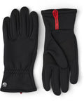 Touchscreen Ready Fleece Glove Liner, 5-Finger Warmth Layer, Black, Size 6, showing both front and back with fleece material.