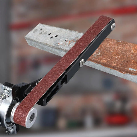 Angle Grinder Belt Sander Adapter leveling up your bench, alloy material, sanding metal surface with precision.