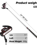 Unisex Right Hand Mallet Golf Putter With Anti Twist Design And Alignment Guide Stepped Shaft 34 Inches, black head, specifications shown