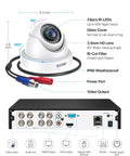 8 Channel H265 Plus Home Security System With AI Human And Vehicle Detection And Night Vision, 5MP Lite DVR, 1080P dome cam and connections.