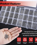 1110 Pcs Micro Screw And Nuts Kit Stainless Steel Phillips Screws M1 For Electronics Watches Glasses And DIY Repairs Handy For Tiny Fasteners And Precise Tinkering, organized in plastic case