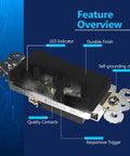 Lighted Decorator Paddle Switch For Easy On Off, 1 Pole, 15A, 277VAC, Matte Finish That Plays Nice With Decorator Wall Plates From Various Brands, Modern Look And Smooth, Quiet Operation. feature overview cutaway with LED indicator and self-grounding clip