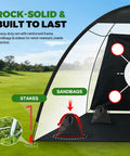 All In One Golf Practice Net Set 10 By 7 Foot With Tri Turf Mat, Five Balls, Target Pockets, Carry Bag for Backyard Setup